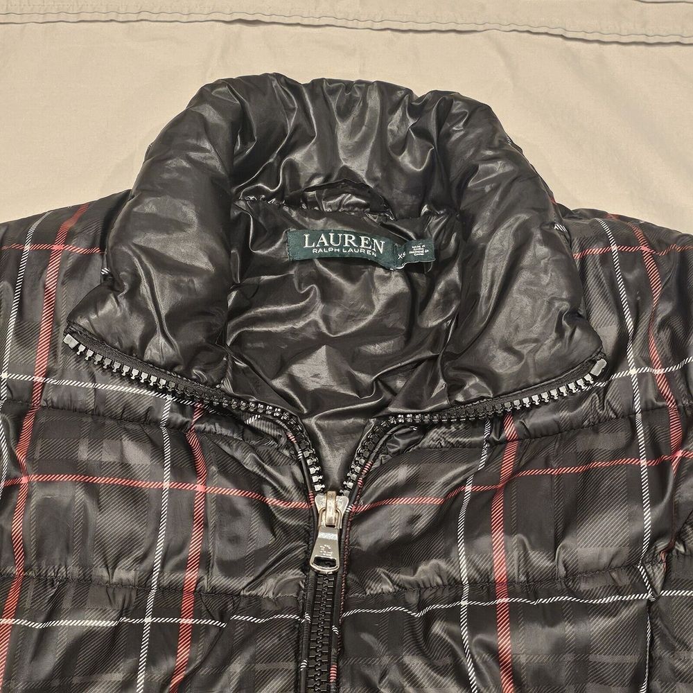 Lauren‎ Ralph Lauren Full Zip Puffer Jacket Plaid Black Womens Size M - Picture 6 of 16